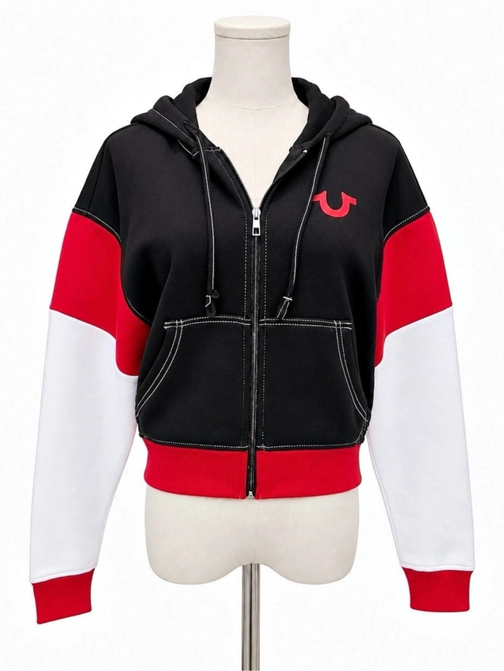 True Religion Buddha Guitar Logo Full Zip Hoodie Black & Red Small